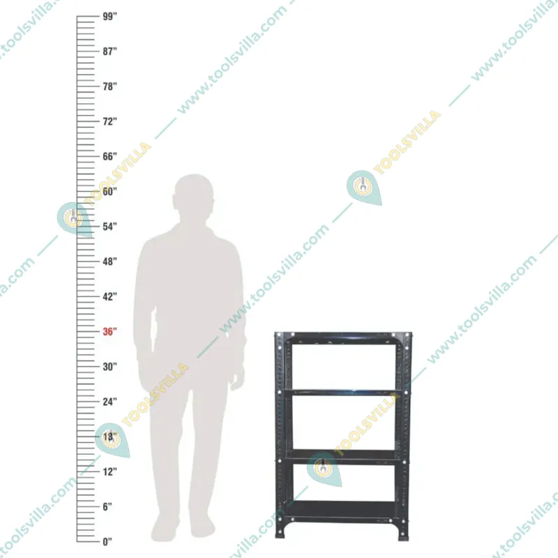 ALIJA 36 x 23 x 15 Inch 4 Shelves Multipurpose Storage Rack With Accessories(Gauge-24 gauge shelves, 18 gauge angle,Color-Black)