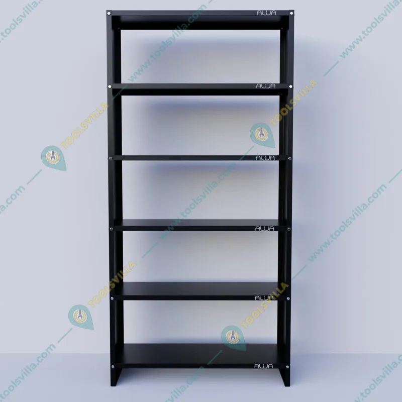 Alija 6 Shelf Solid Metal Bookcase /Library/ Book Shelf/ Rack (72 x 35 x 12 Inch)(Color-Black) 