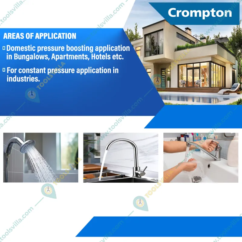 Crompton(MINI FORCE II) 0.5 HP Single Stage Booster Pump,with 1 Year Warranty