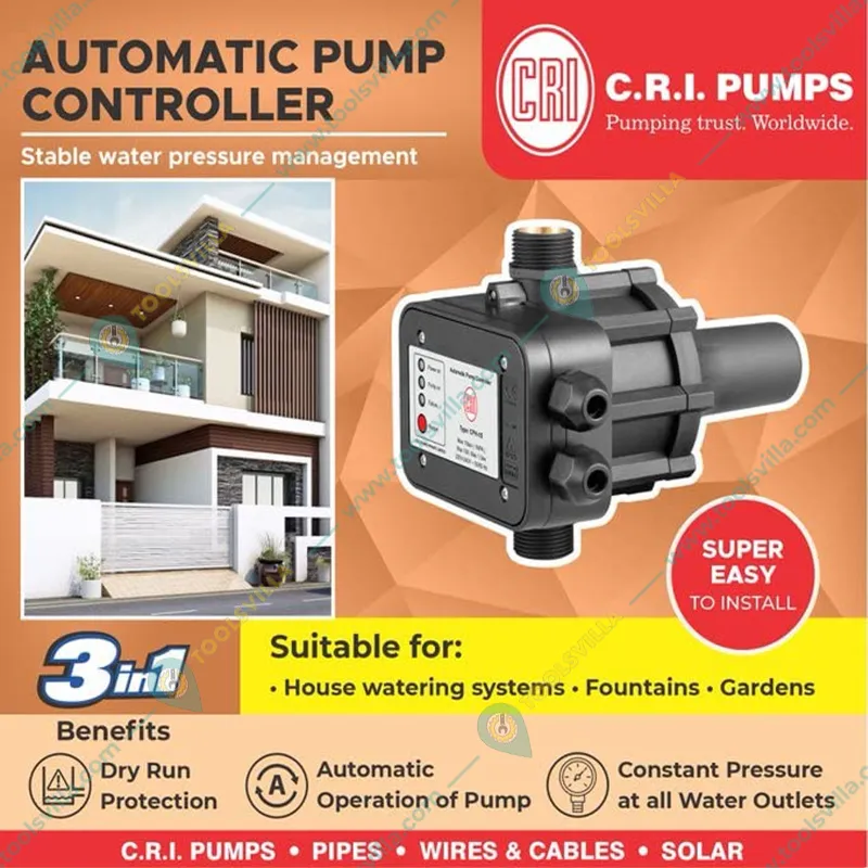 CRI 0.5Hp Single Phase SS Pressure Booster Pump With Automatic Pump Controller, 36m Head (JTS Series)- 1 Year Warranty