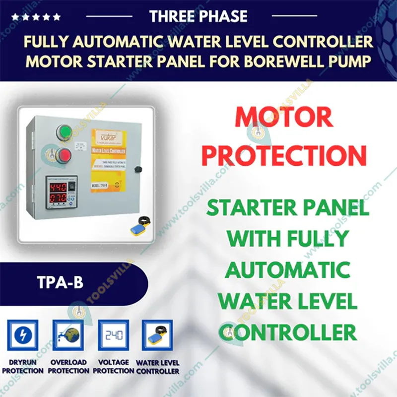 Vukar 10Hp 3Ph Fully Automatic Water Level Controller Borewell Starter Panel with Float Switch (TPA-B)-3 Months Warranty