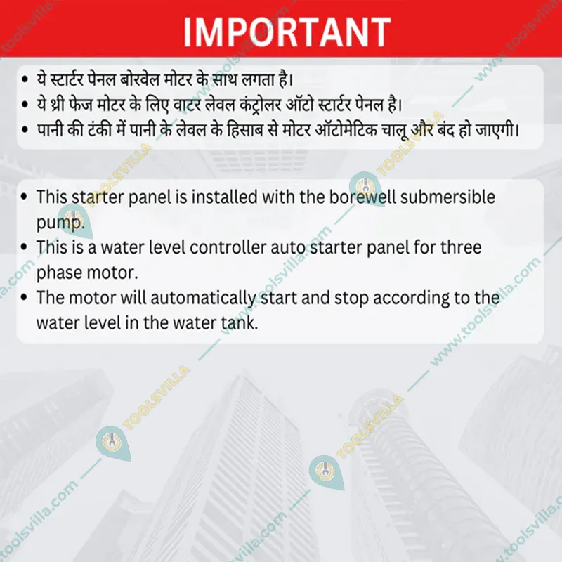 Vukar 10Hp 3Ph Fully Automatic Water Level Controller Borewell Starter Panel with Float Switch (TPA-B)-3 Months Warranty