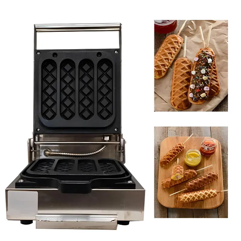  Commercial 4-Slot Electric Corn Stick Waffle Maker Machine