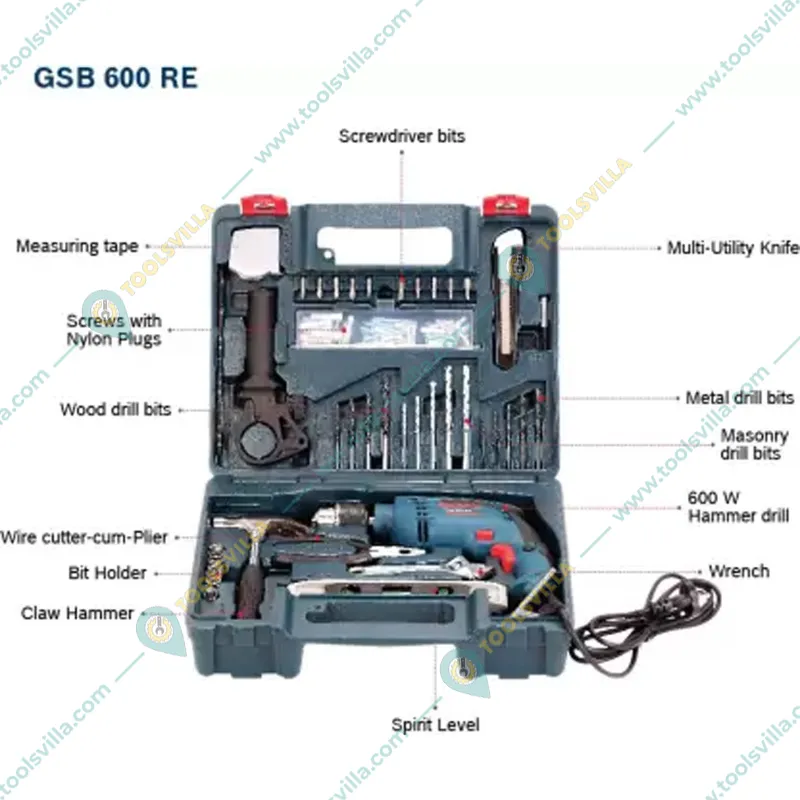 Bosch GSB 600 RE 13 mm Corded Smart Impact Drill Kit, 600 W