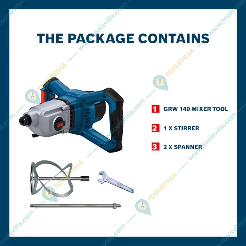 Bosch 1400 Watt Professional Paint Mixer With 140 mm Mixer Paddle Rod, 750 RPM (GRW 140)