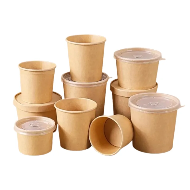 750ml 400GSM Tall Kraft Containers with PET Lid(Pack-25 pcs)