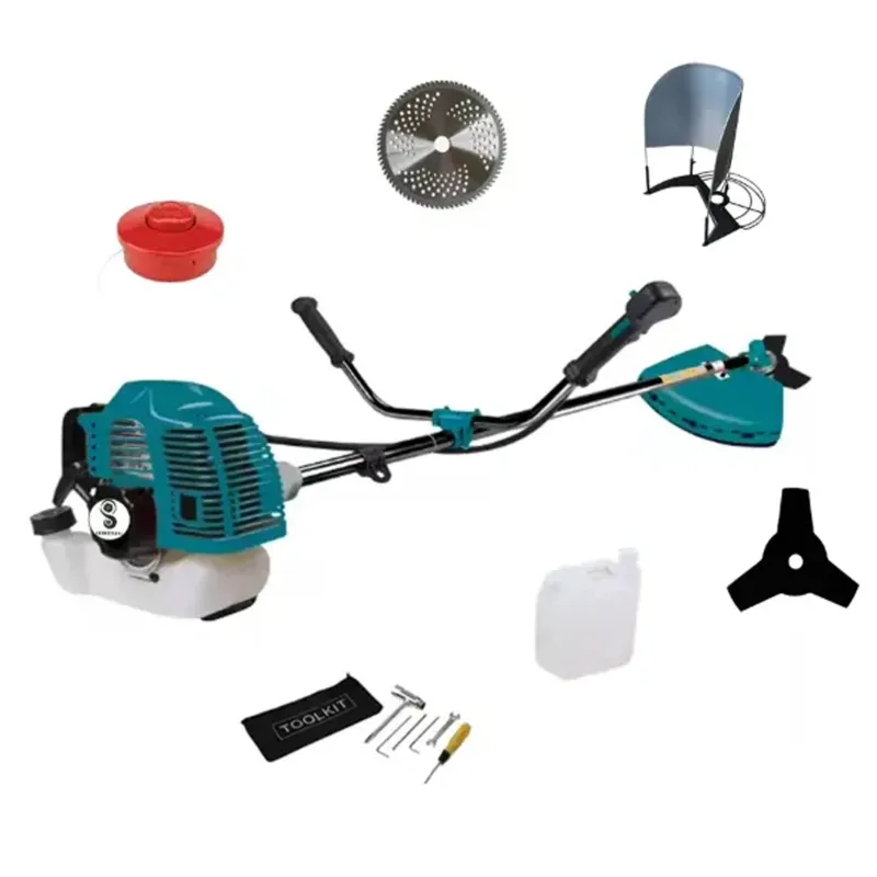 GRAMSTRONG Premium 2 Stroke 52 CC Sidepack Brush Cutter With Paddy Guard, TCT Blade, 3T Blade & Nylon Trimmer Head 