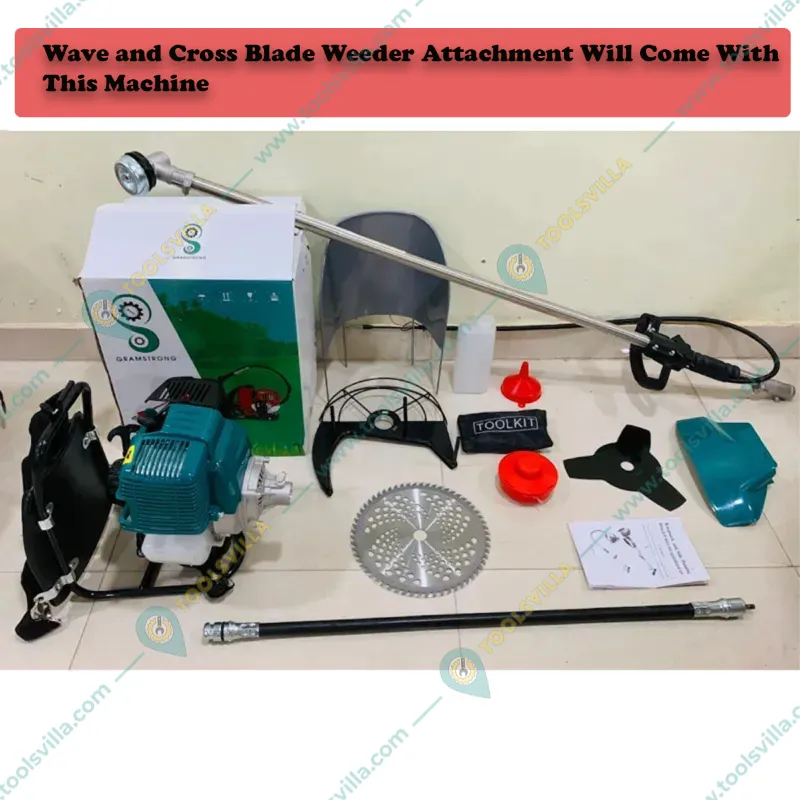 GRAMSTRONG 5 In 1 Multi Attachment 4 Stroke Backpack Brush Cutter With Wave & Cross Blade Tiller Combo (6 Months Warranty)
