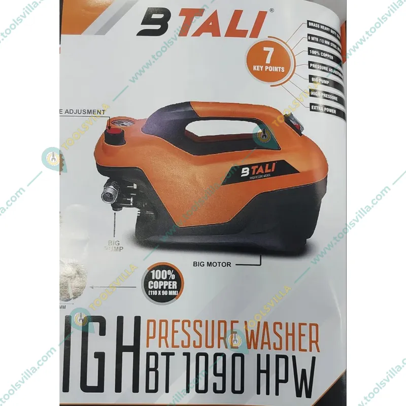 BTALI 190 Bar 2300 Watt 16 LPM High Pressure Washer With All Required Accessories (BT 1090 HPW)