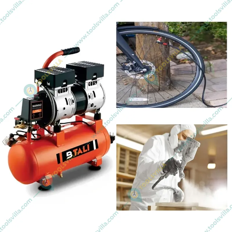 BTALI 9 Liters Oil Free Air Compressor With 1 HP Motor, 115 psi Max. Pressure and 106 LPM (BT 9 OFAC)