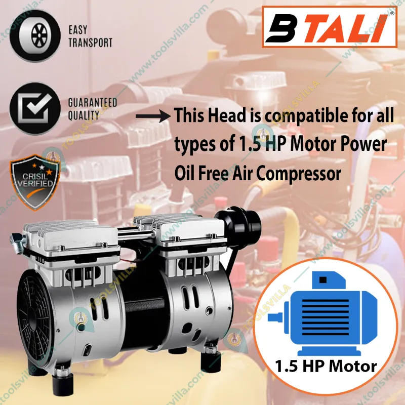 BTALI  1.5 HP/1.1 KW Oil Free Air Compressor Head (BT 750 OFACB)