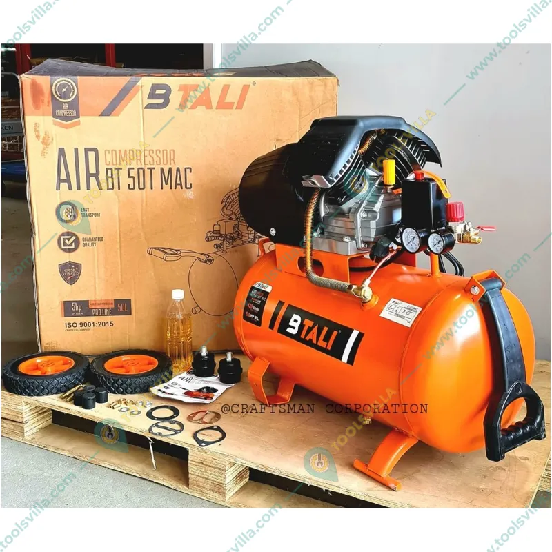BTALI 50 Litres Air Compressor With 5 HP Motor, 115 psi Max. Pressure and 420 LPM (BT 50 T MAC)