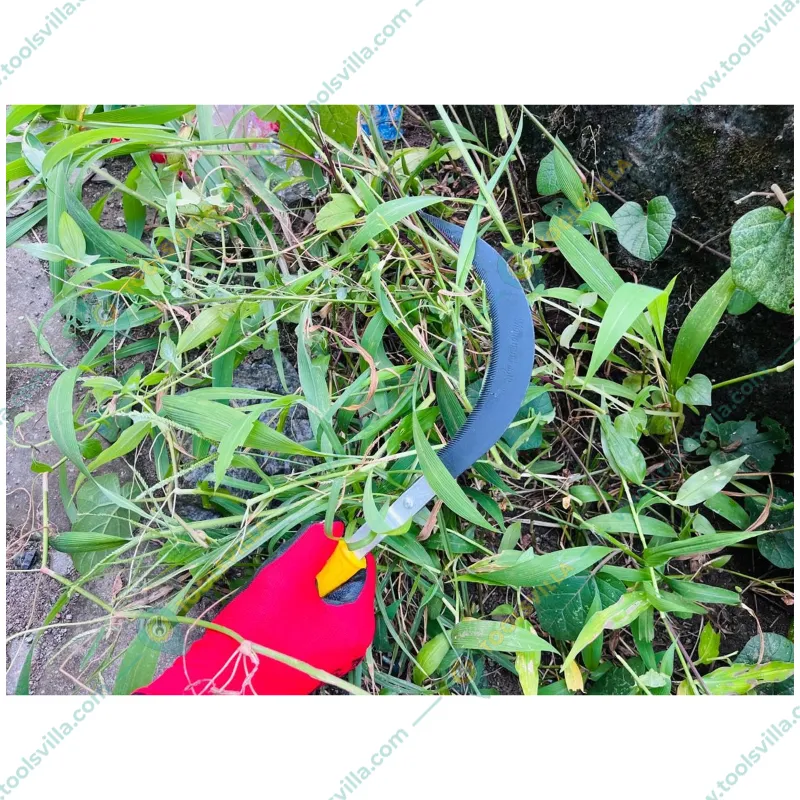 Serrated Sickle of 8 inch Carbon Steel Blade with Virgin Nylon Handle (Pack of 2)