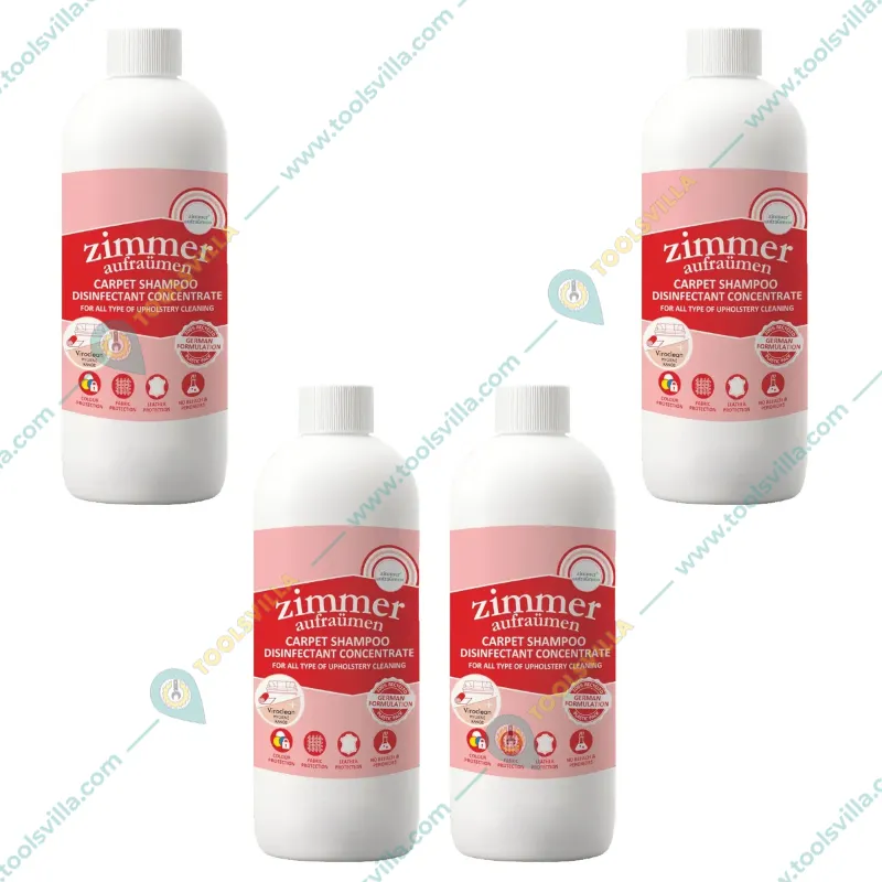 4 Pack of Zimmer Aufraumen (450ml x 4pcs) Carpet Shampoo Disinfectant Concentrate for All Type of Upholstery Cleaning