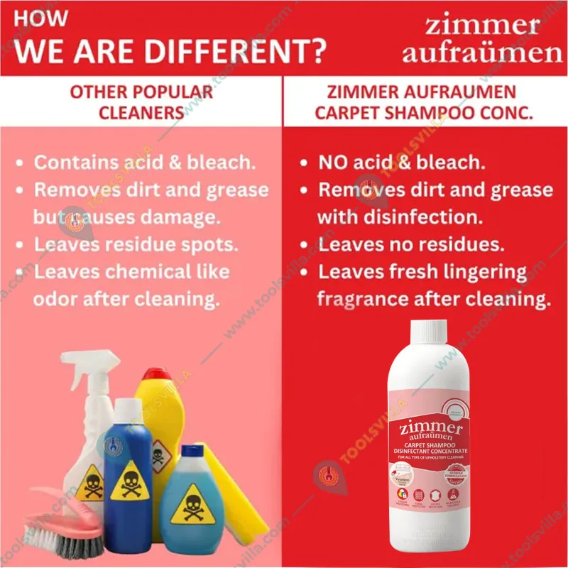 4 Pack of Zimmer Aufraumen (450ml x 4pcs) Carpet Shampoo Disinfectant Concentrate for All Type of Upholstery Cleaning