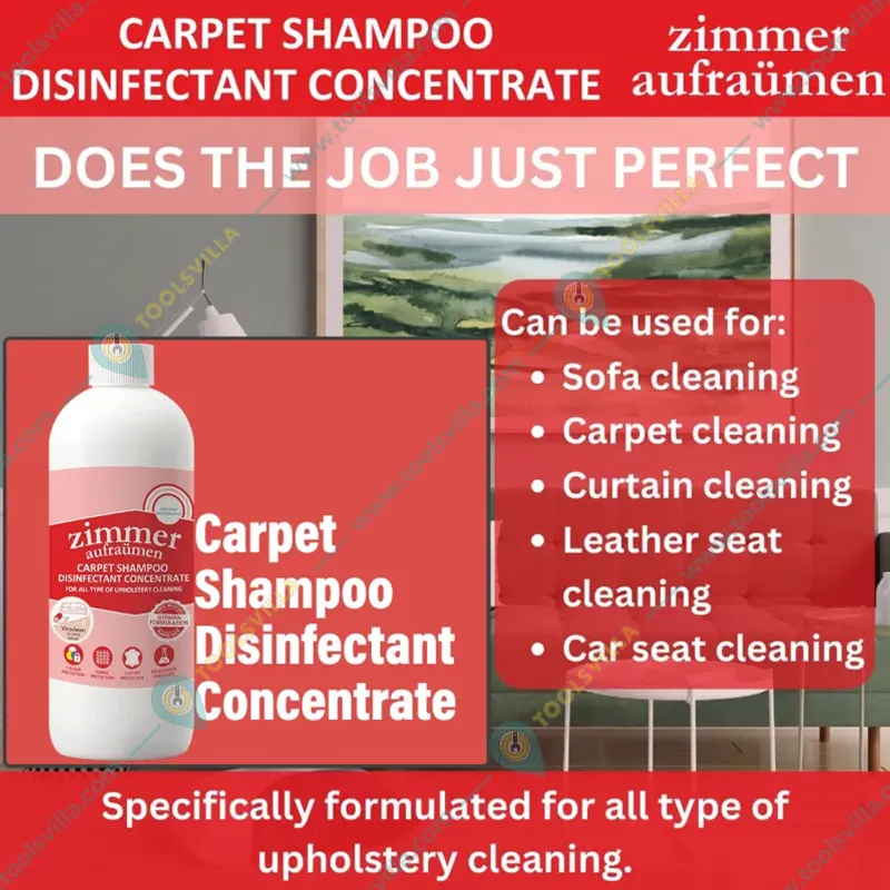 4 Pack of Zimmer Aufraumen (450ml x 4pcs) Carpet Shampoo Disinfectant Concentrate for All Type of Upholstery Cleaning