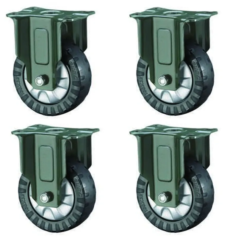 Premium Quality 125 x 32 mm 350 Kg Load Capacity PU Fix Castor Wheel, Plate Size 2.5 mm (Pack Of 4 Pcs)