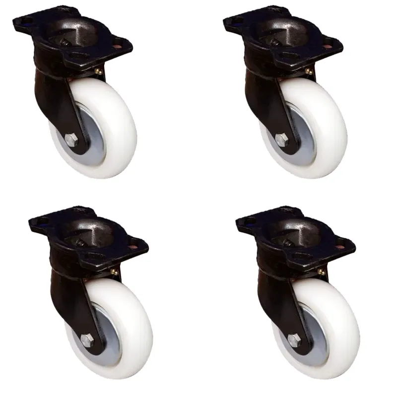 Premium Quality 200 x 50 mm Movable Castor Wheel, 5 mm Steel Plate (Pack Of 4 Pcs)