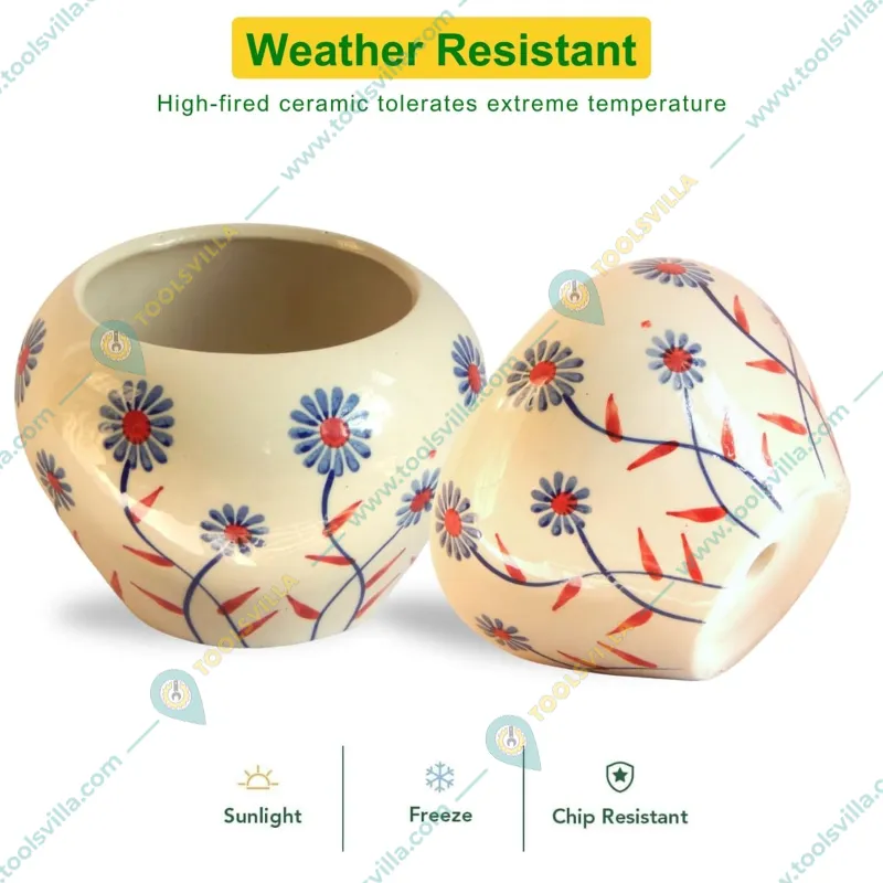 Ecofynd 4 inches Ceramic Plant Pot | Decorative Indoor Flower Pots for Home Decoration (CPOT034)
