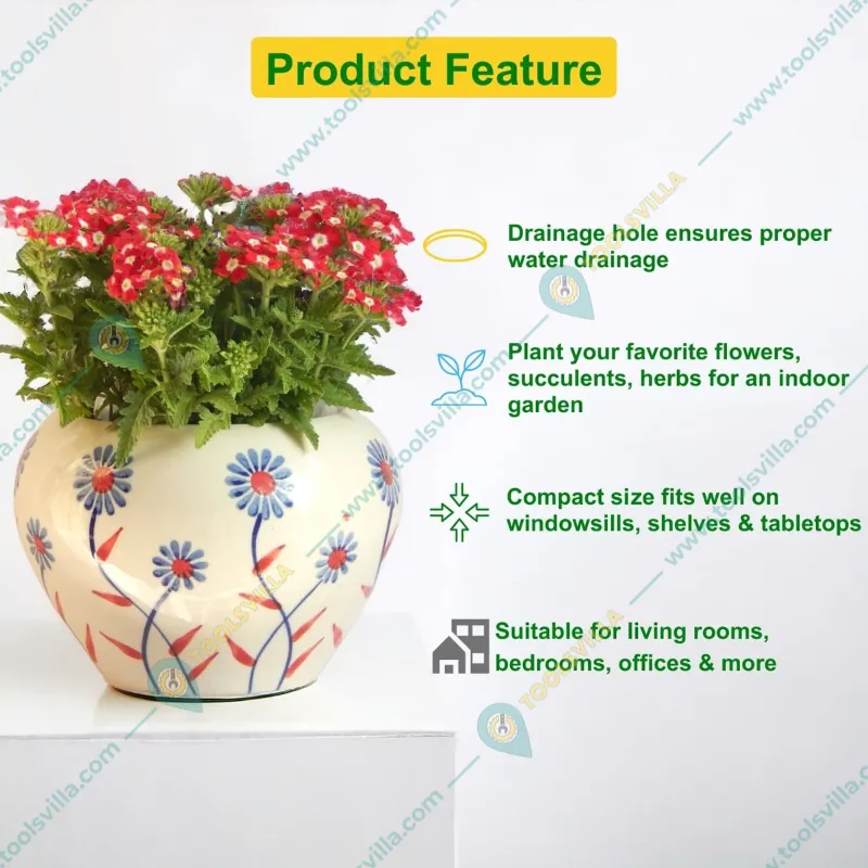 Ecofynd 4 inches Ceramic Plant Pot | Decorative Indoor Flower Pots for Home Decoration (CPOT034)