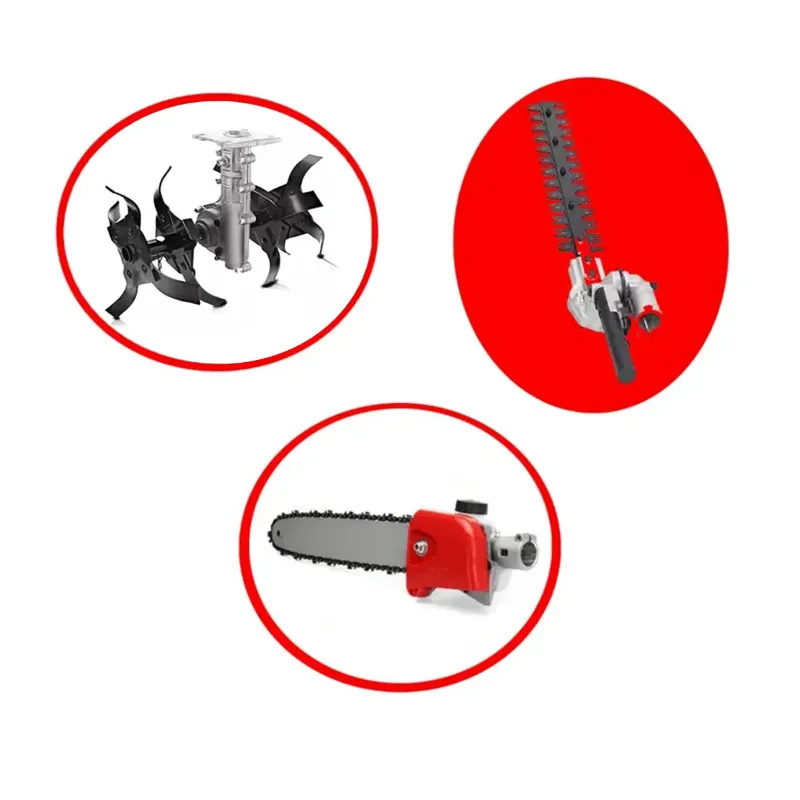 Heavy Duty Chainsaw Attachment and Hedge Trimmer Attachment with Round Tiller Combo for Brush cutter Machine(Size-26 mm shaft )
