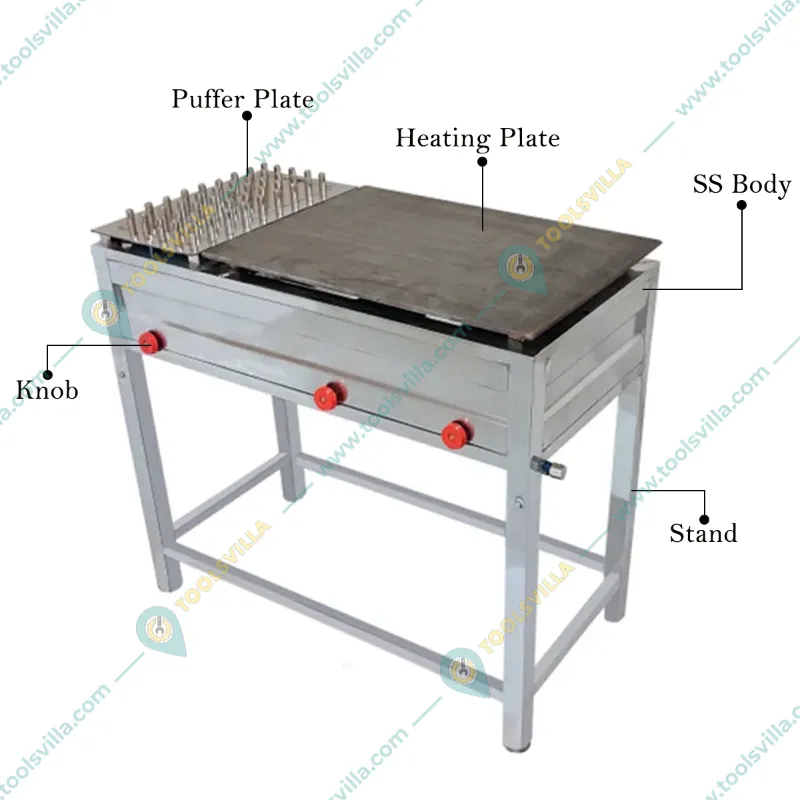  Commercial Gas Operated 18 x 36 x 32 Inch Chapati Tawa Bhatti with Puffer Plate 
