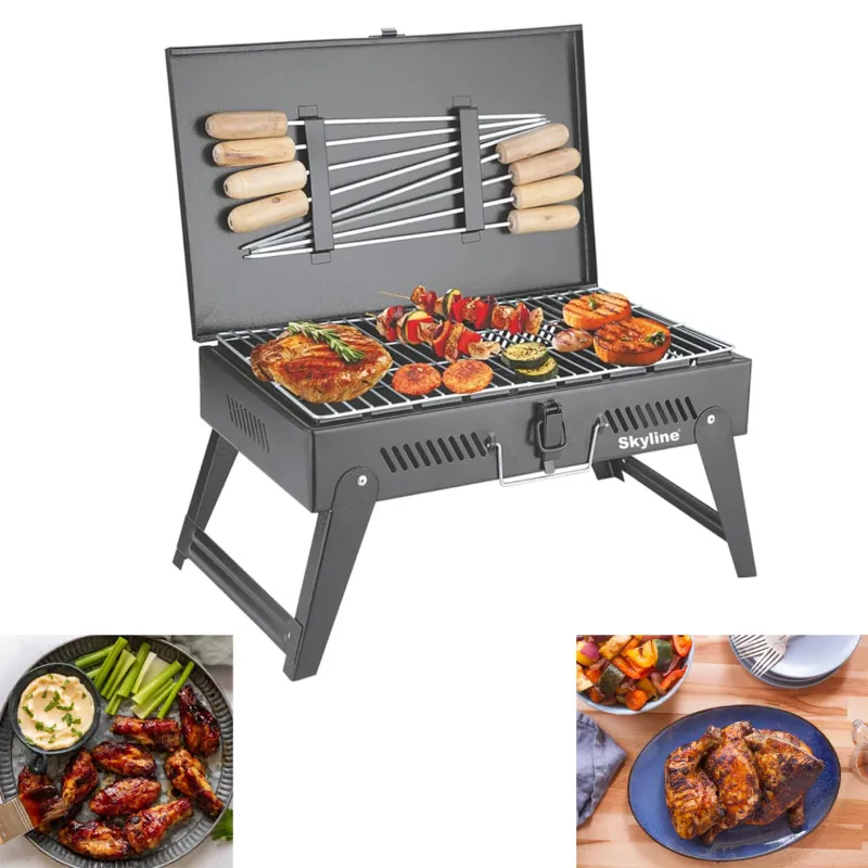 Skyline ‎VTL-4800 Charcoal Barbeque Briefcase with 8 Skews