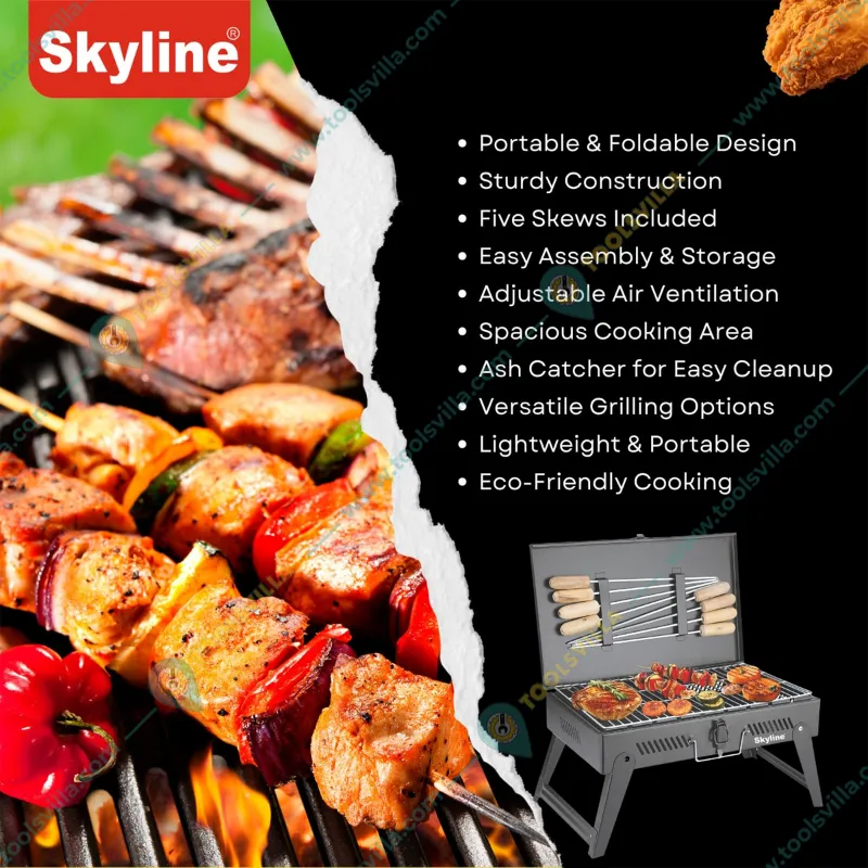 Skyline ‎VTL-4800 Charcoal Barbeque Briefcase with 8 Skews