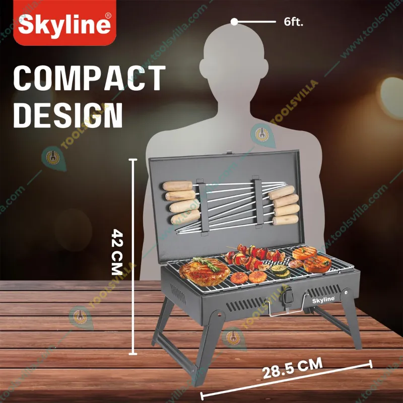 Skyline ‎VTL-4800 Charcoal Barbeque Briefcase with 8 Skews