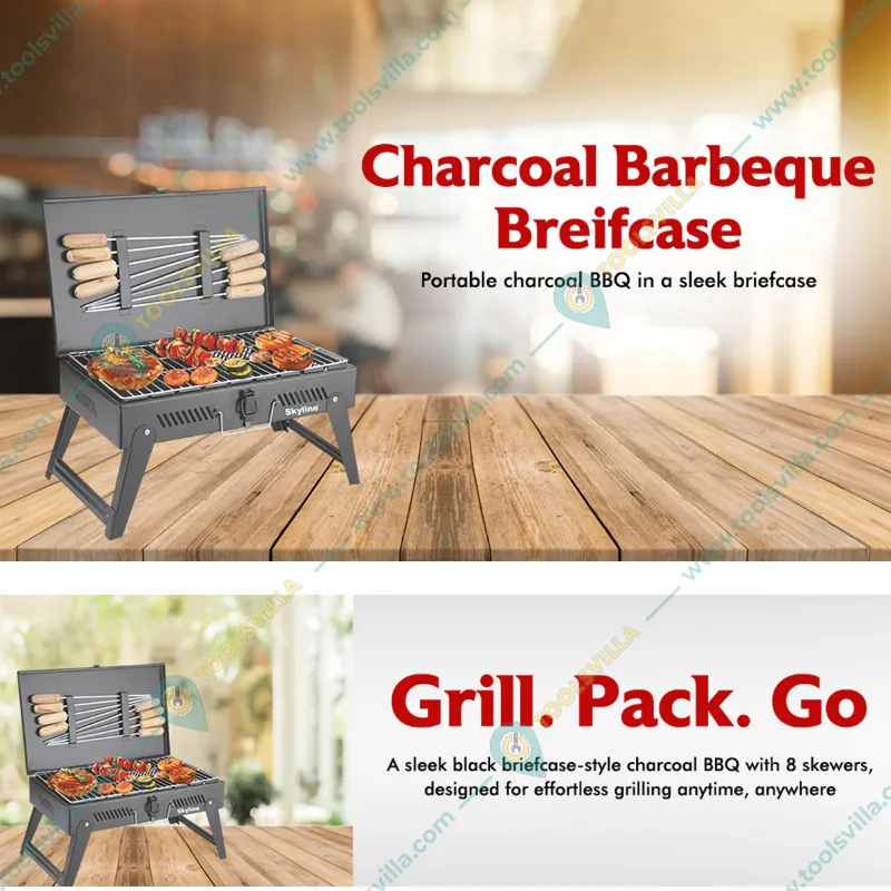 Skyline ‎VTL-4800 Charcoal Barbeque Briefcase with 8 Skews