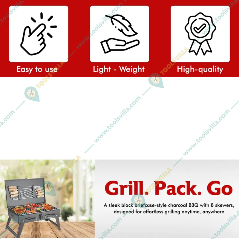 Skyline ‎VTL-4800 Charcoal Barbeque Briefcase with 8 Skews