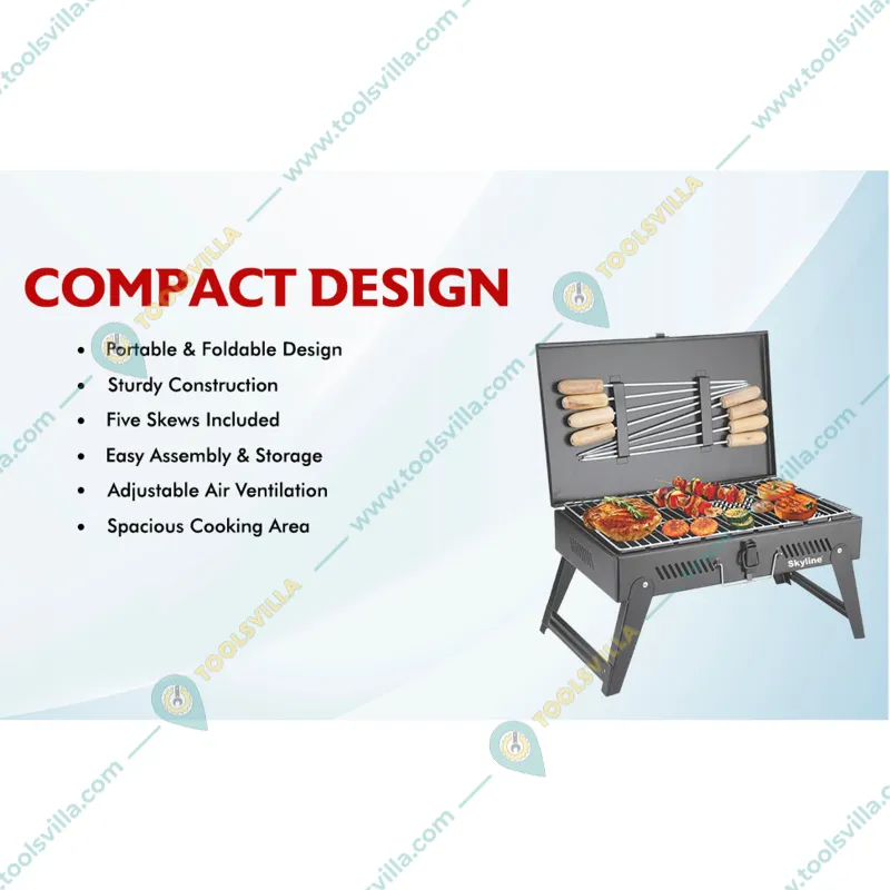 Skyline ‎VTL-4800 Charcoal Barbeque Briefcase with 8 Skews