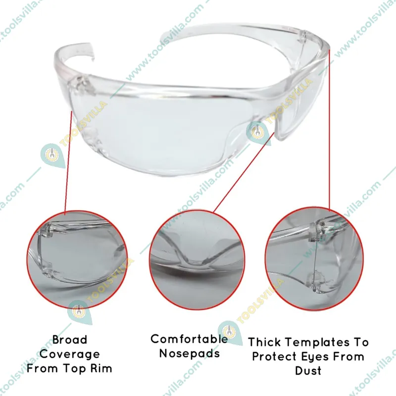 Super Safety Anti-Dust, high quality Clear Protective Eyewear for Laboratory, Workshop, Wood-working etc.(Pack-5 Pcs)