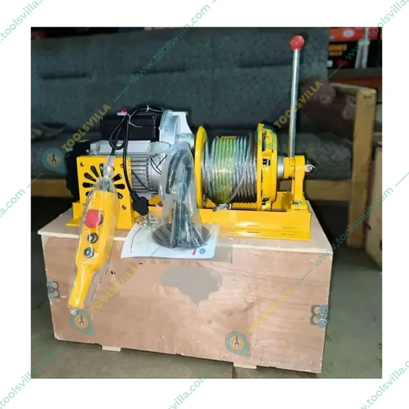 HT 500-1000 KG Capacity 3 Hp Electric Clutch Winch With 50 Meter Wire Rope & 160 kg Load Capacity Wheel Barrow With Chain
