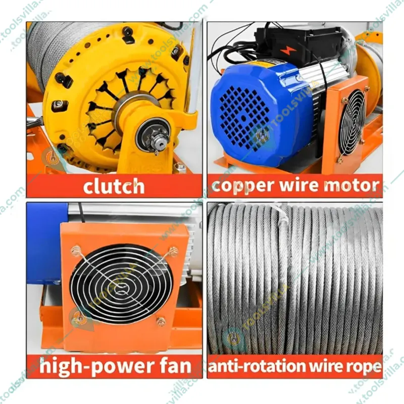 HT 500-1000 KG Capacity 3 Hp Electric Clutch Winch With 50 Meter Wire Rope & 160 kg Load Capacity Wheel Barrow With Chain
