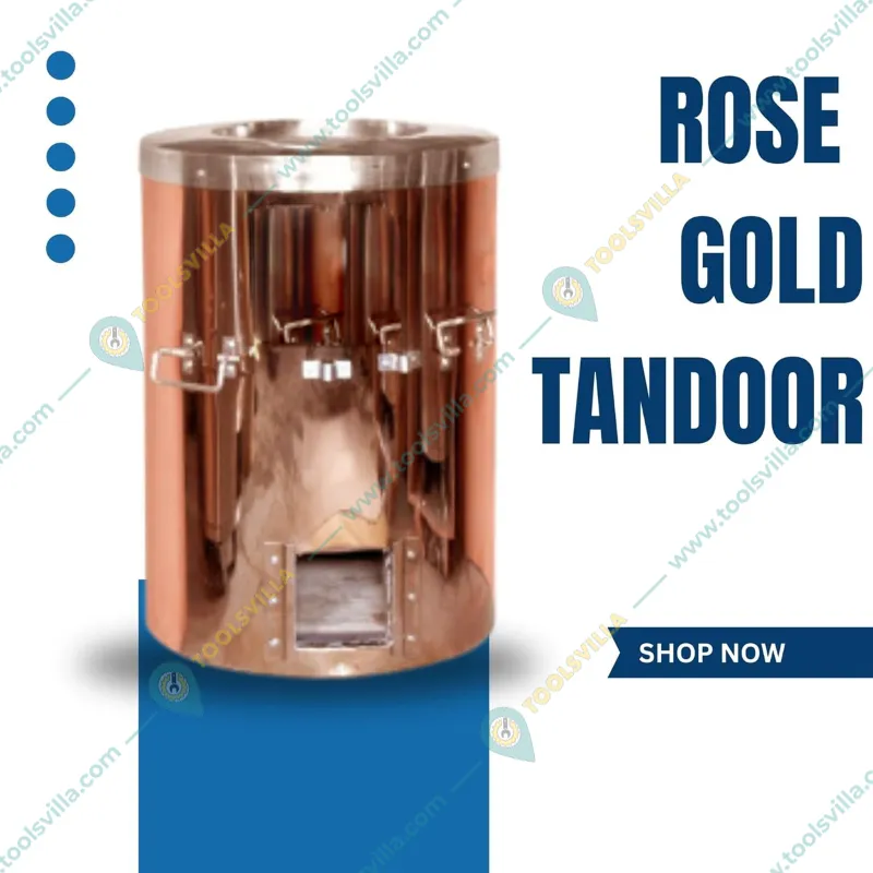 Premium Quality Rose Copper Plated Charcoal Tandoor of 23x36 inch Size, Stainless Steel Material with Accessories