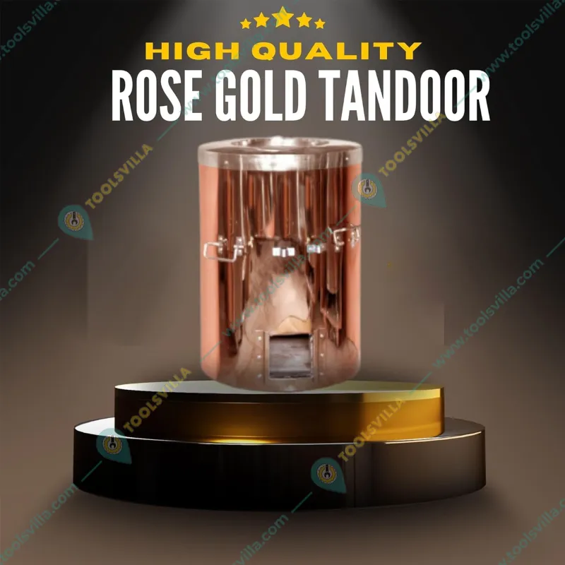 Premium Quality Rose Copper Plated Charcoal Tandoor of 23x36 inch Size, Stainless Steel Material with Accessories