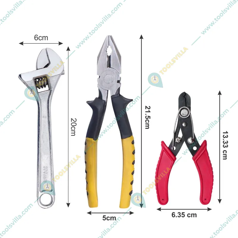 Globus 3 Pc set (5" Wire Cutter, 8" Combination Plier and 8" Adjustable Wrench) (807)