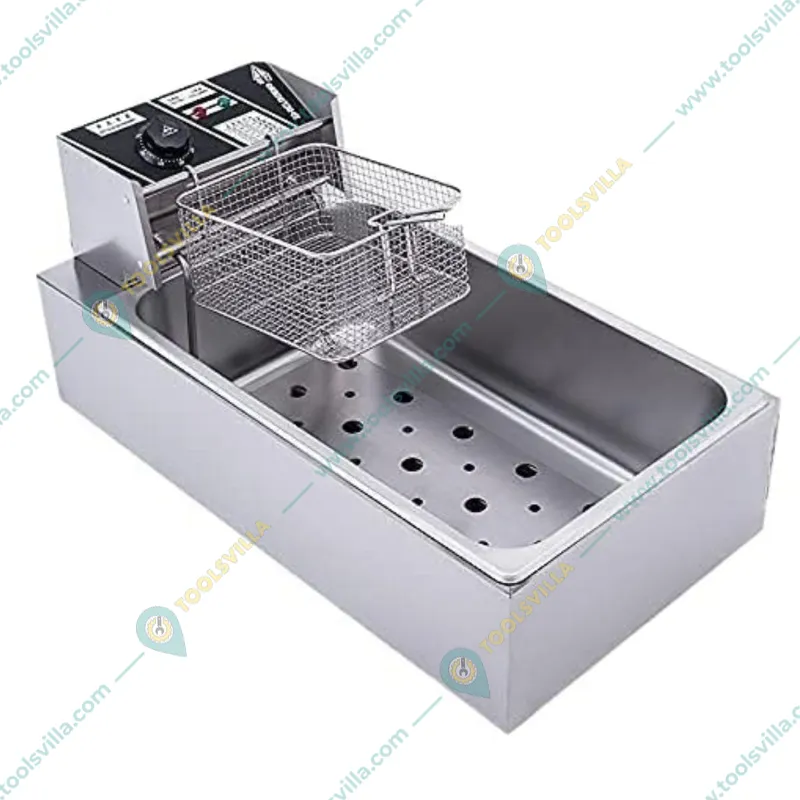 Combo of Commercial 18Litre SS Body Electric Deep Fryer 3KW and Premium Quality Hand Operated Potato Twister, SS Body