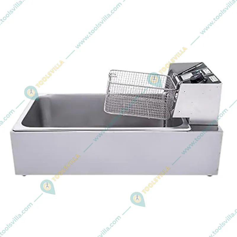 Combo of Commercial 18Litre SS Body Electric Deep Fryer 3KW and Premium Quality Hand Operated Potato Twister, SS Body