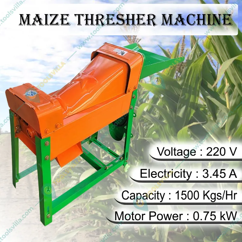 Commercial 0.75 kW Maize/Corn Thresher or Sheller Machine, 1500 Kgs/Hr