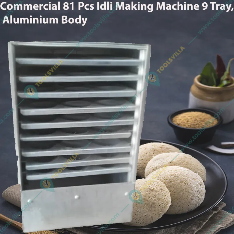 Commercial 81 Pcs Idli Making Machine 9 Tray, Aluminium Body