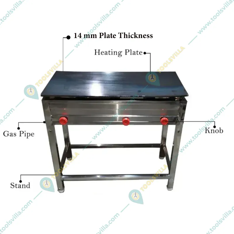  Commercial 3 Burner Dosa Bhatti, Plate Size 36 Inch With 14 mm Tawa Thickness