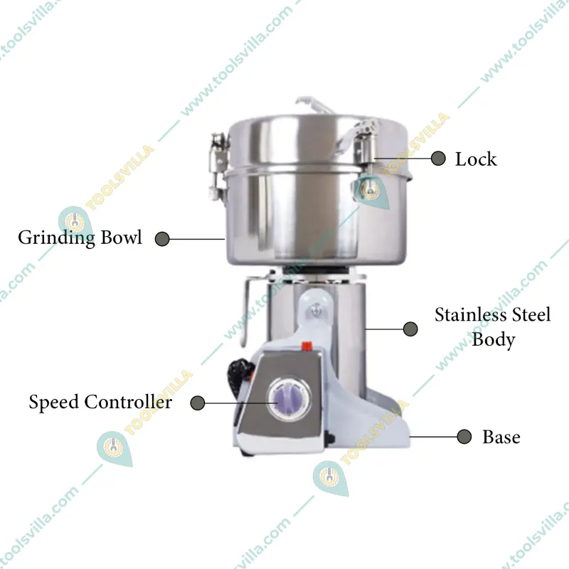 Commercial 3.5Kg Electric Dry Masala & Herbs Spices Grinder, 5000W with Free Accessories