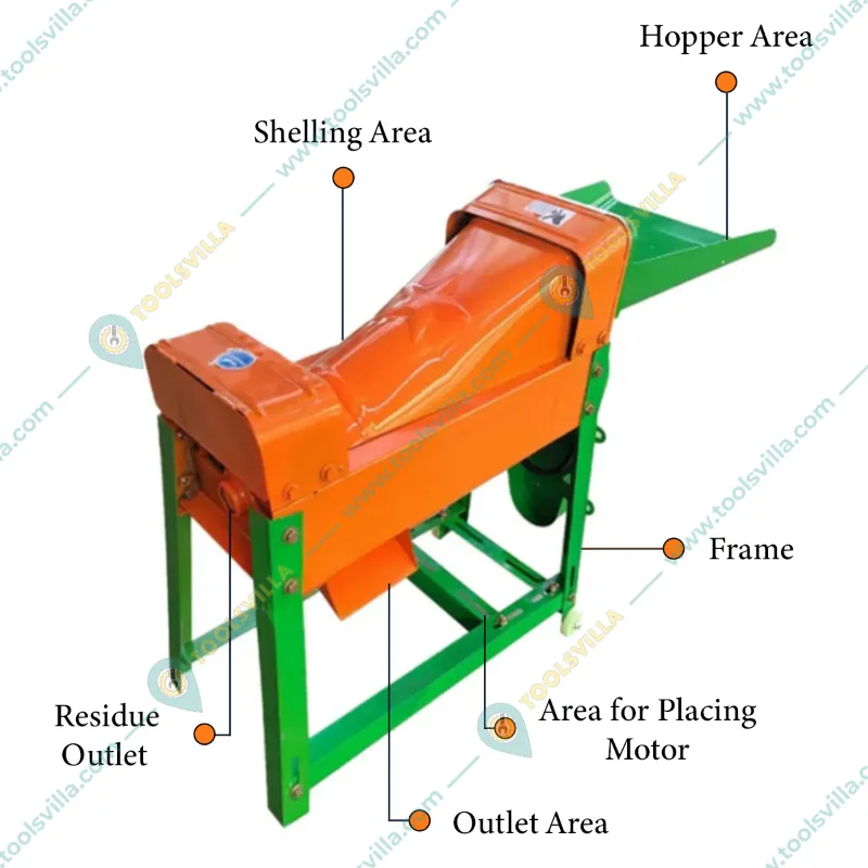 Commercial 0.75 kW Maize/Corn Thresher or Sheller Machine, 1500 Kgs/Hr