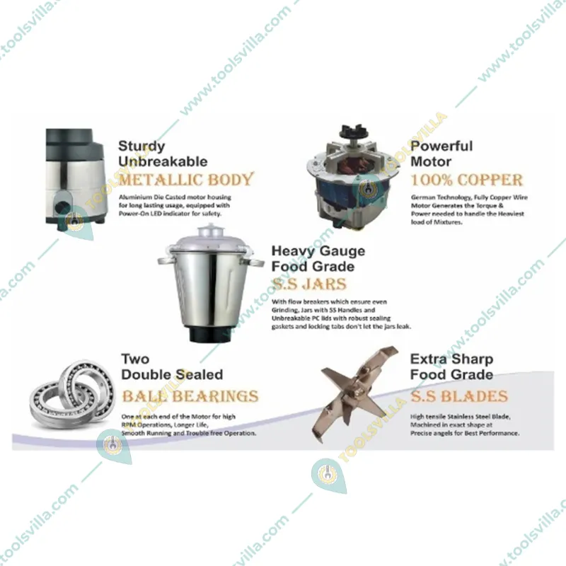 Commercial Mixer Grinder 2200W with 2 Jar (5L & 2.5L)