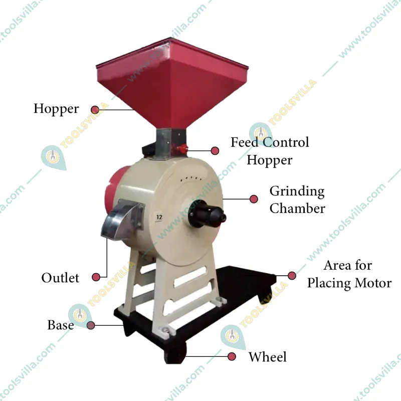 Commercial 12" (300 mm) Stone Type TP Vertical Flour Mill/Atta Chakki 30 kg/hr Without Motor