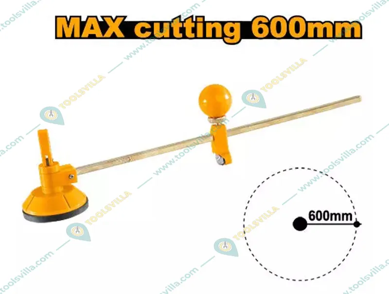 Ingco 60 cm Cutting Dia Compasses Glass Cutter with Rubber Suction Cups, (HGCT16001)