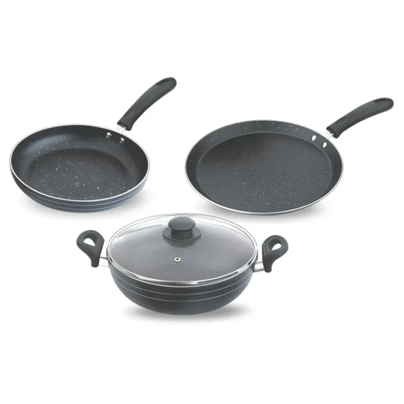 Skyline VTL-8600 Non-Stick Cookware Set, 220mm Frying Pan, 250mm Dosa Tawa & 220mm Kadhai with 1 Year Warranty