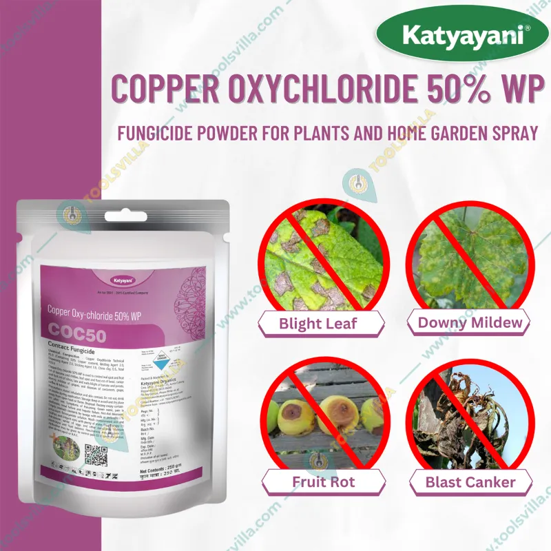 Katyayani COC 50 WP 50% Copper Oxychloride Chemical fungicide for Tea Plant, Brinjal, Potato, Tomato, fruits etc.(Pack-2 x 450 gm)